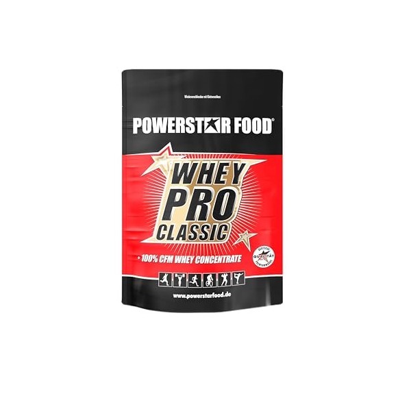 Powerstar WHEY PRO CLASSIC Poudre de protéines de lactosérum 1000 g | Poudre de protéines | Fabriqué en Allemagne | 100 % con...