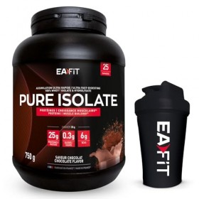 Pure Isolate chocolat 750g + shaker noir opaque EAFIT marque française