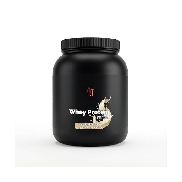 Whey Protein Vanille 1000 g – Protéines de lactosérum en poudre avec 78 % de protéines – 33 portions – Shake protéiné pour le