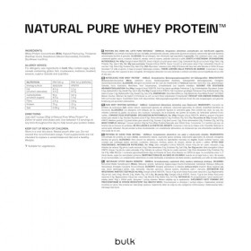 Bulk Pure Whey Protéine Naturelle, Shake édulcoré à la stévia, Vanille, 1 kg, 26 Portions