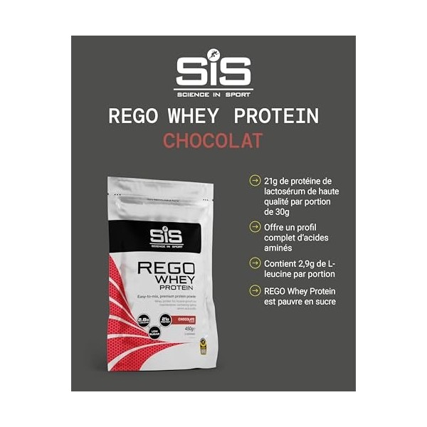 Science in Sport Rego Whey Protein Poudre 450g Chocolat - Boisson de récupération poudre avec glucides, protéines, électrolyt...