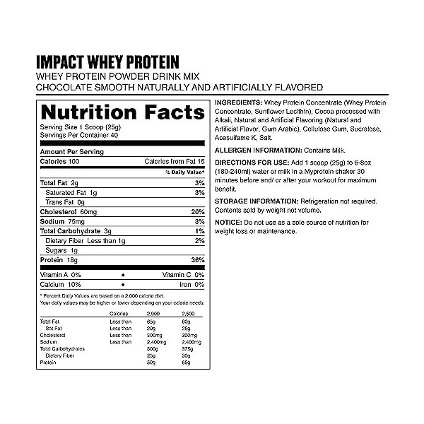 Myprotein **MyProtein Impact Whey Protein - Chocolat noir - 500 g