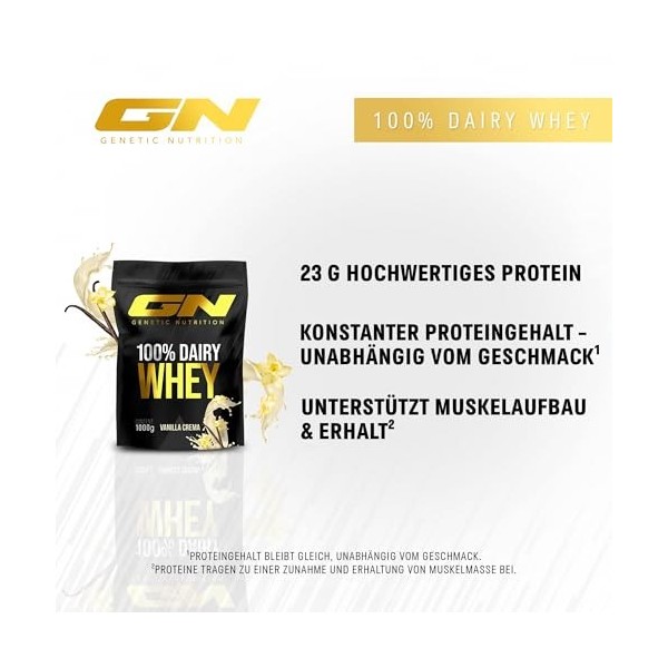GN Laboratories 100% Dairy Whey Protein Pulver 1000g – Poudre de protéines pour développer les muscles – poudre de protéines 