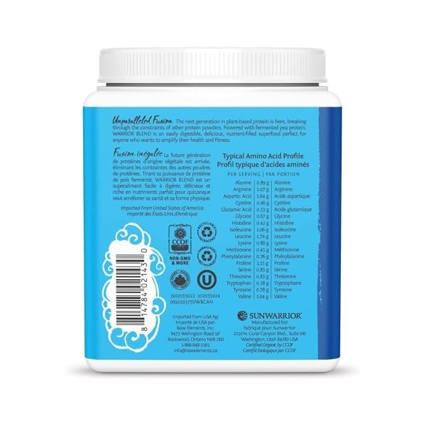SUNWARRIOR Blend Protéine Vanille 3.0 375 g 1 Unité Protéines whey