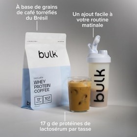 Protéine de Lactosérum Café Bulk, Saveur Latte Glacé, 1 kg, 32 Portions, 17g de Protéines par Portion, Café Véritable, Shake 