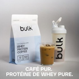 Protéine de Lactosérum Café Bulk, Saveur Caramel Latte, 1 kg, 32 Portions, 17g de Protéines par Portion, Café Véritable Shake