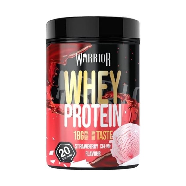 Poudre protéinée Warrior Whey 500 g jusqu’à 36 g par portion - Goût délicieux et riche en acides aminés - 20 portions Crèm Pr...
