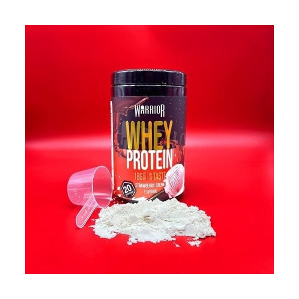 Poudre protéinée Warrior Whey 500 g jusqu’à 36 g par portion - Goût délicieux et riche en acides aminés - 20 portions Crèm Pr...