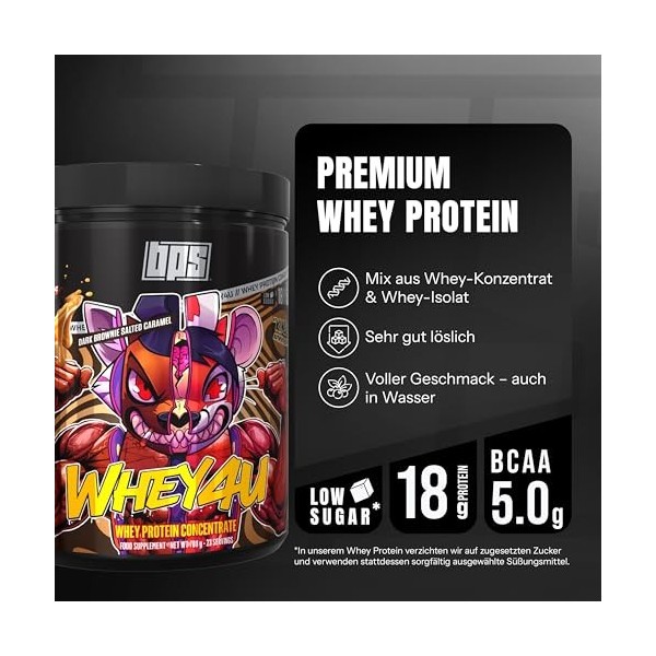BPS Pharma WH3Y 4U Whey Protein avec isolat 700 g brownie foncé 