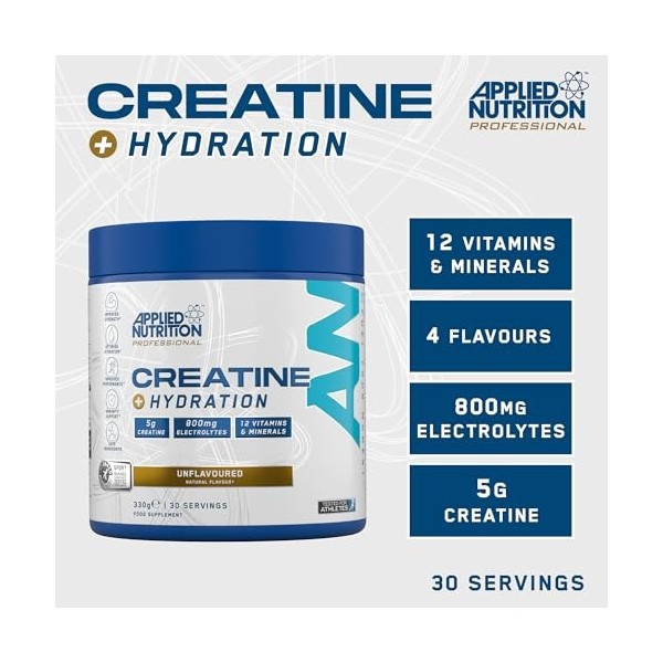 Applied Nutrition Creatine + Hydration, Unflavoured - 330g Protéines whey