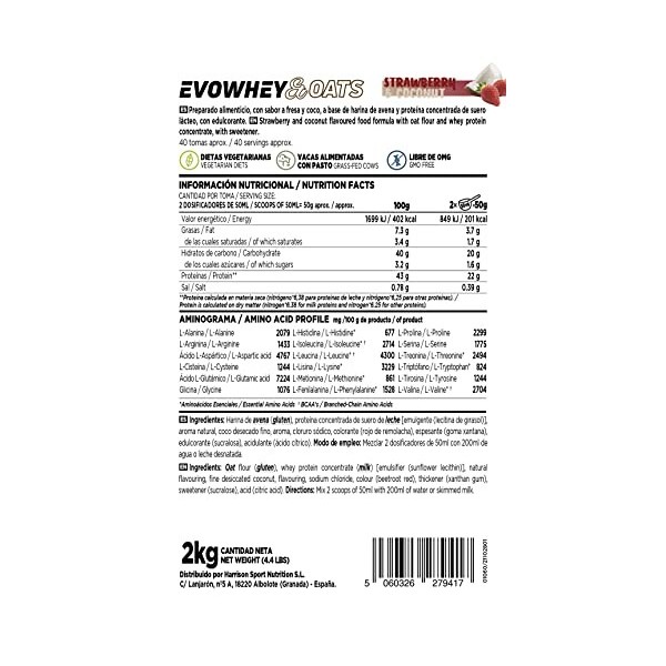 Evowhey & Oats de HSN | Protéine Whey Farine d’Avoine | Idéal pour les Petits Déjeuners ou Collations | Faible en Sucre, Conv...