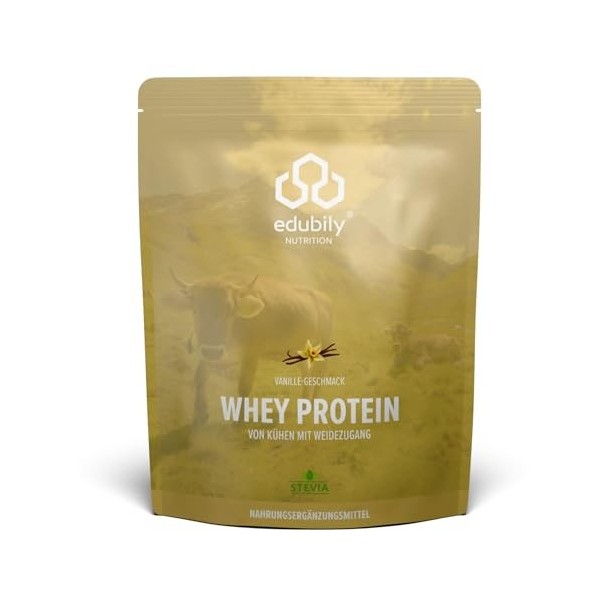 edubily nutrition Concentré de protéines de lactosérum - Poudre protéinée très soluble à base de lait bio certifié - Sans suc...