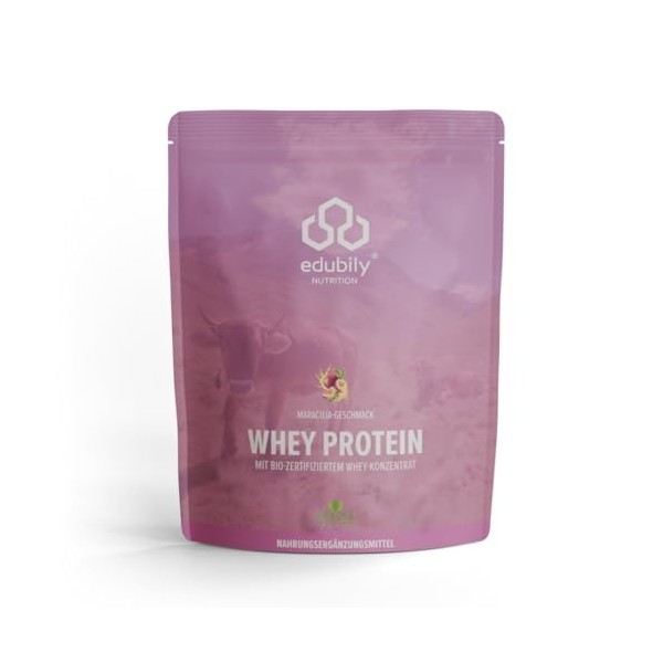 edubily nutrition Concentré de protéines de lactosérum - Poudre protéinée très soluble à base de lait bio certifié - Sans suc...