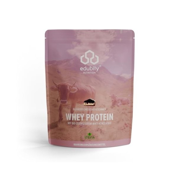 edubily nutrition Concentré de protéines de lactosérum - Poudre protéinée très soluble à base de lait bio certifié - Sans suc...