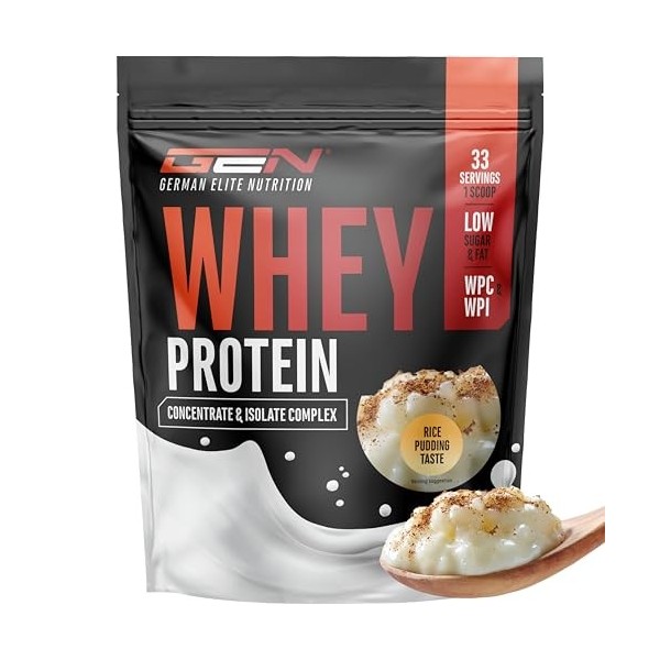 Whey Protein Complex - 1000 g riz au lait - Avec part d’isolat - Protéine instantanée avec BCAA & EAA - German Elite Nutrit
