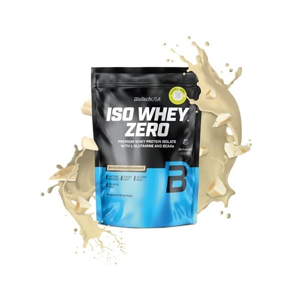 BioTechUSA Iso Whey Zero | Premium Whey Protein Isolate | Grass-Fed | Enzyme-Free | Sugar- and Gluten-free, 454 g, Chocolat B