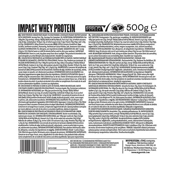 MyProtein Impact Whey Protein Chocolat Beurre de cacahuète 500 g Protéines whey