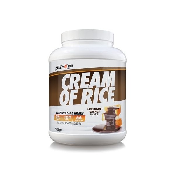 Per4m Crème de Riz Chocolat Orange 2kg – Crème de riz goût chocolat orange pour la récupération musculaire