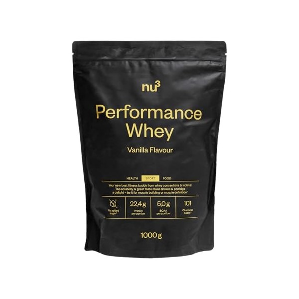 nu3 Whey Protein performance - 1kg Vanille – 33 portions de Shake prise de masse musculaire rapide à préparer - Excellente so...