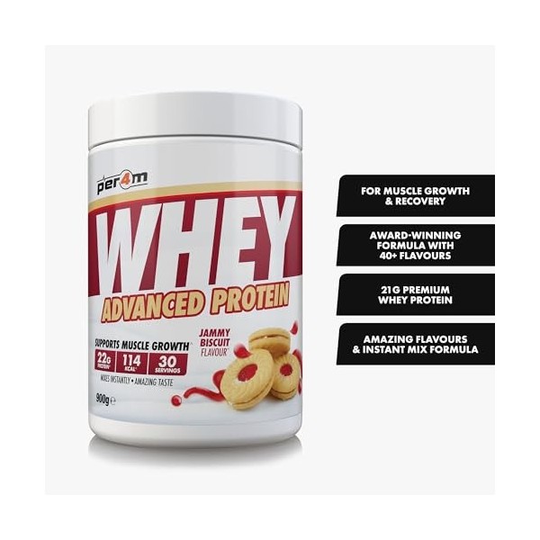 Per4m Whey Protéine Biscuit Fourré à la Confiture 900g – Protéine whey biscuit fourré à la confiture pour le soutien musculai