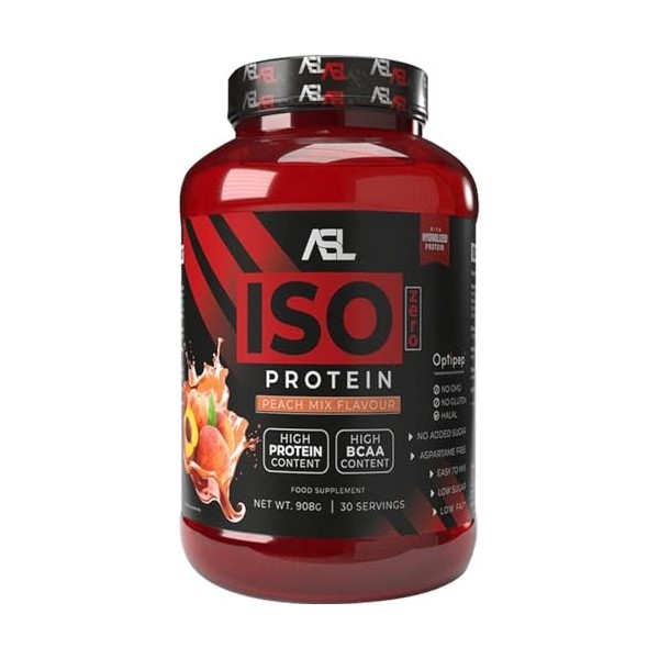 All Sports Labs ISO Zero Protéine Fruits Tropicaux 908g – Isolat & Hydrolysat de Whey – 88% Protéines – Faible en Sucres – Id