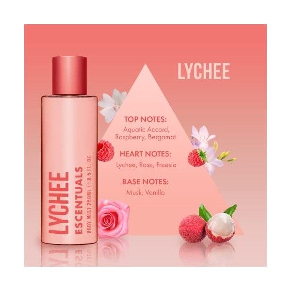 Escentuals Lychee Brume Corporelle Parfumée Pour Femme, 250ml