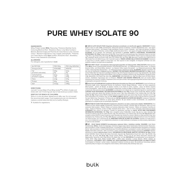 Bulk LIsolat De Whey en Poudre, Protéine, Chocolat Blanc, 1 kg