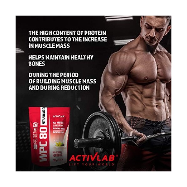 ACTIVLAB - Gainer de Masse Musculaire avec Protéine de Lactosérum Faible en Sucre - 700g Vanille - 23 Rations - musculaire WP