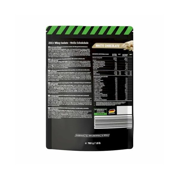 Zec+ Whey Isolate 750g Chocolat blanc - Protéines - Isolat de protéines de lactosérum