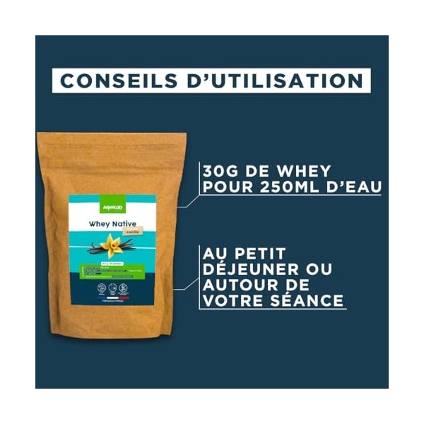 Whey Native concentrée - Vanille - 810 g - Efficacité maximale - Fabriquée en France - AqeeLab Nutrition : la marque Français