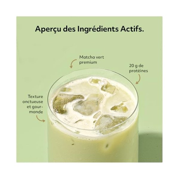 Protein Works - Iced Protein Matcha Latte, Thé Vert Matcha Premium, 26mg Caféine, Riche en Protéines, Sans Sucres Ajoutés, So