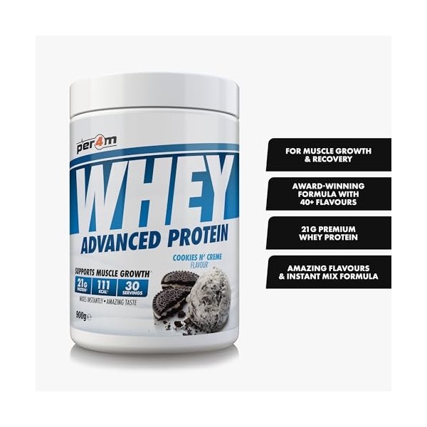 Per4m Whey Protéine Cookies & Crème 900g – Protéine whey cookies & crème pour le soutien musculaire