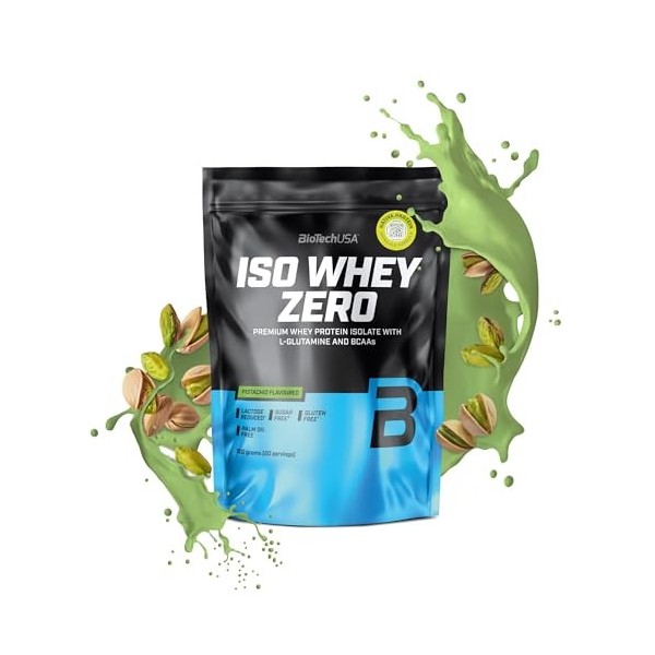BioTechUSA Iso Whey Zero | Premium Whey Protein Isolate | Grass-Fed | Enzyme-Free | Sugar- and Gluten-free, 500 g, Pistaches