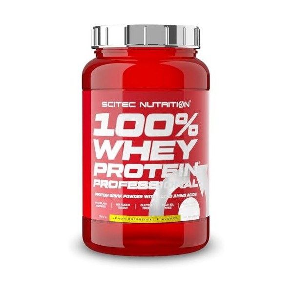 Scitec Nutrition 100% Whey Protein Professional avec des acides-aminés clés et des enzymes digestives, Ne contient pas de suc