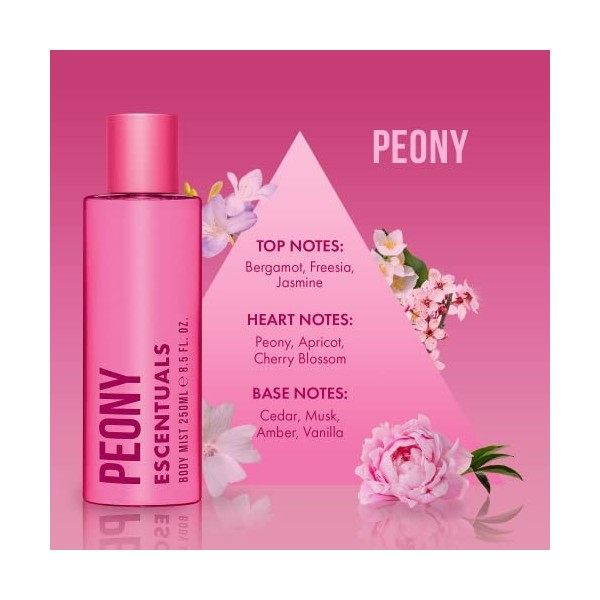 Escentuals Peony Brume Corporelle Parfumée Pour Femme, 250ml