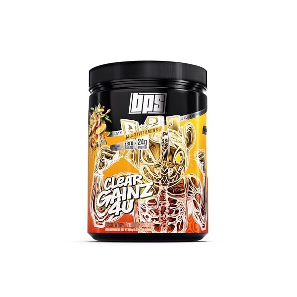 BPS PHARMA ClearGainz4U - Clear Whey Protein Isolat sans sucre - Pour le renforcement musculaire, le régime alimentaire et la