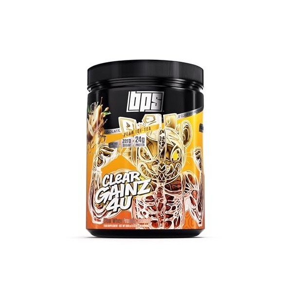 BPS PHARMA ClearGainz4U - Clear Whey Protein Isolat sans sucre - Pour le renforcement musculaire, le régime alimentaire et la