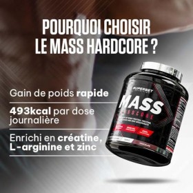 Superset Nutrition | Mass Hardcore 2,25kg | Gainers | Formule choc : glucide complexe + whey + créatine - Chocolat