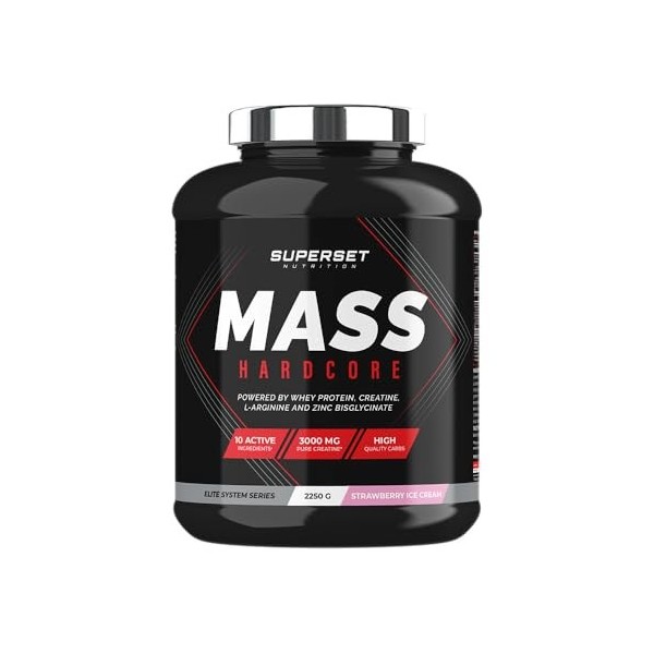 Superset Nutrition | Mass Hardcore 2,25kg | Gainers | Formule choc : glucide complexe + whey + créatine - Chocolat