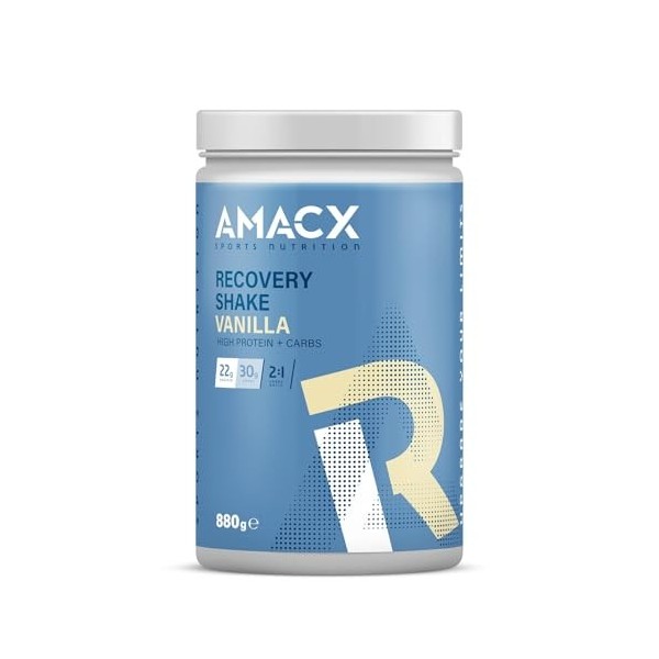 AMACX Recovery Proteine Poudre – 880g – Whey Protein Powder pour une Récupération Musculaire Optimale – Riches en Glucides et