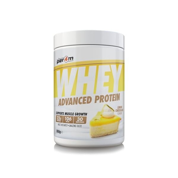 Per4m Whey Protéine Cheesecake Citron 900g – Protéine whey cheesecake citron pour la réparation musculaire