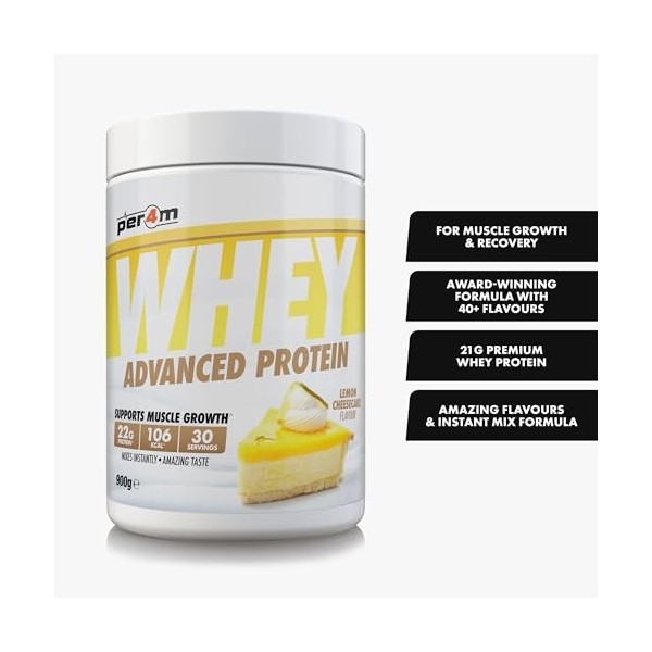 Per4m Whey Protéine Cheesecake Citron 900g – Protéine whey cheesecake citron pour la réparation musculaire