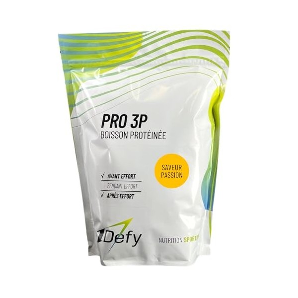 1Defy - PRO 3P - Whey et collagène - Protéines en poudre - Fruit de la passion - 750g