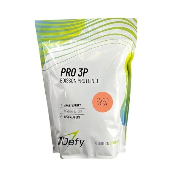 1Defy - PRO 3P - Whey et collagène - Protéines en poudre - Pêche - 750g
