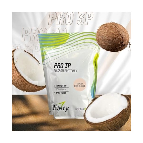 1Defy - PRO 3P - Whey et collagène - Protéines en poudre - Noix de coco - 750g