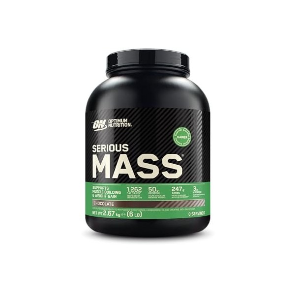 Optimum Nutrition Serious Mass 2025 Weight Gainer Poudre saveur chocolat, 2,66 kg, 8 portions