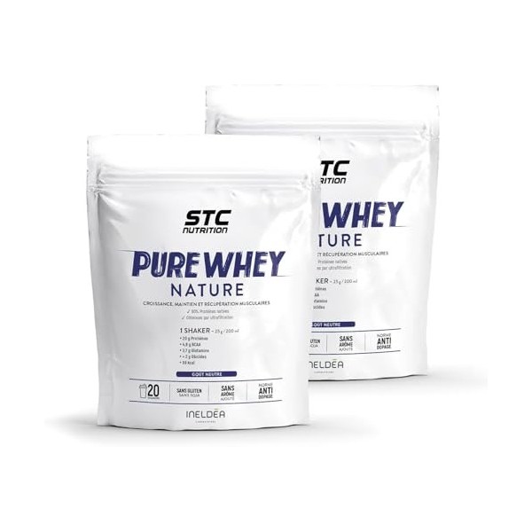STC NUTRITION - Pure Whey - Protéines Natives Lactosérum - Apport en protéines quotidien - Anti-dopage - Sans arôme ajouté - ...
