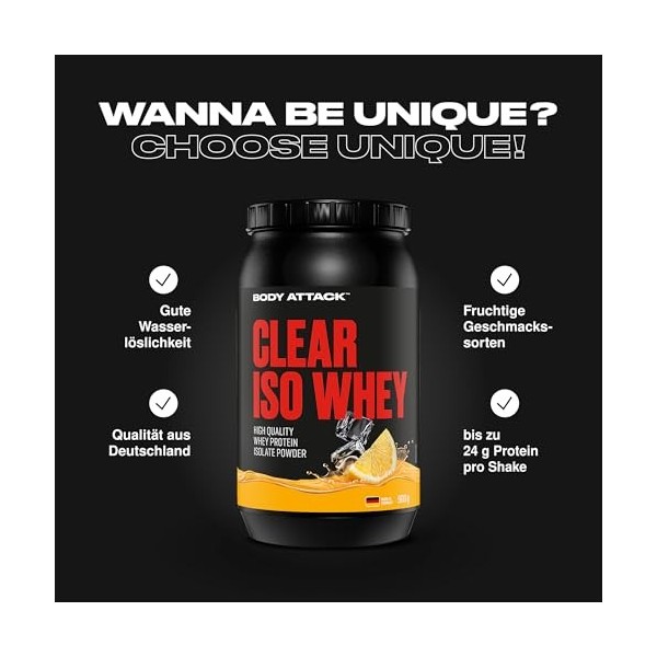 Body Attack Nutrition | Clear Iso Whey 900g | Clear whey | Rafraîchissante et ultra protéinée - Pastèque Protéines whey