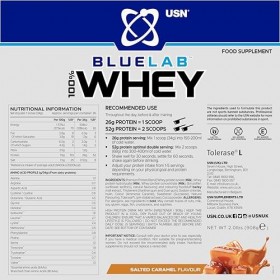 Usn | Blue Lab 100% Whey 908g | Whey protéine | Protéines de haute qualité - Caramel Salé Protéines whey