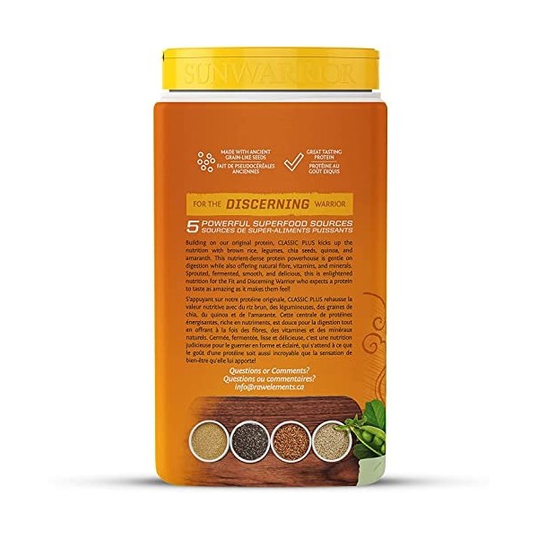 SUNWARRIOR Classic Plus Protéine Vanille 750 g 1 Unité